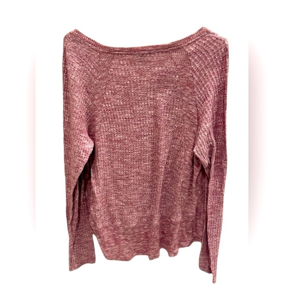 Tribal 3/4 Sleeve Combed Cotton Sweater Ribbed Purple Pink V-Neck Size XL - Picture 2 of 3